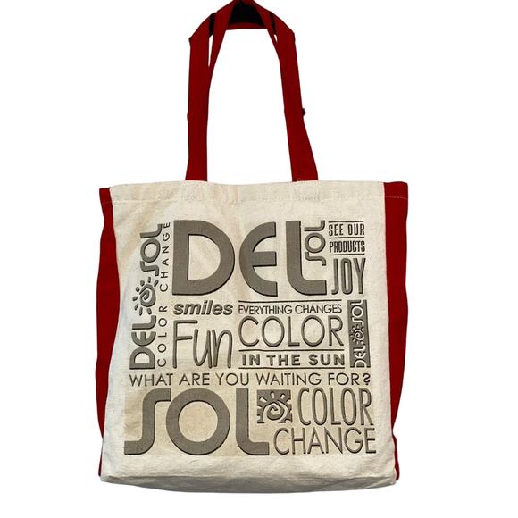 Del Sol Handbags - Del Sol Color Change Canvas Tote Bag Red Beach Travel Shopper
